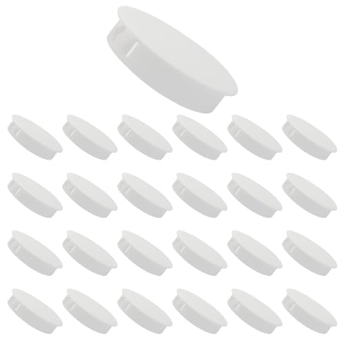 Image of 50PCS 1 Inch / 25mm Hole Plugs, Plastic Flush Type Hole Plugs Snap in Locking Hole Tube, Furniture Fencing Post Pipe Insert End Caps (White)