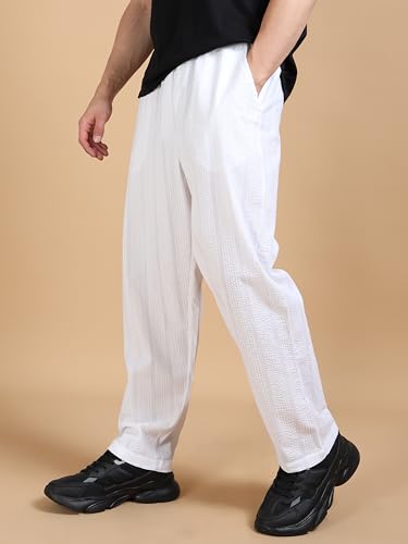 Image of StitchX Men's Airport Look Textured Seersucker Cotton Jogger Trousers S-4XL