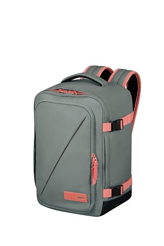 American Tourister Take2Cabin   Ryanair Bolsa de Cabina 25 x 20 x 40 cm, 24 l, 0,50 kg, Equipaje de Mano, Mochila de Avión S Bajo Asiento, Grau/Rosa (Sage/Coral)