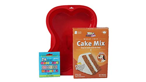 Puppy Cake Mix Dog Birthday Cake Kit, with Bone Silicone Pan and Candles