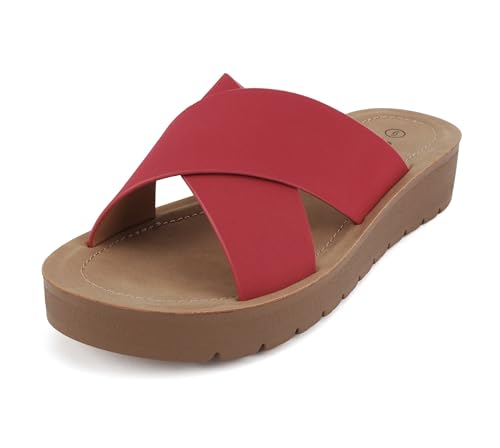 Image of Soda LUCY ~ Women Open Toe Flatform Platform Crisscross Band Upper Fashion Slide Sandals