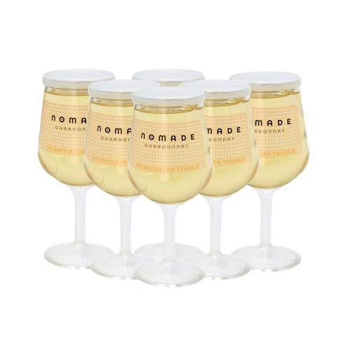 NOMADE – Pack de 6 Verres de Vin Blanc Prêts à Boire | 6 x 18,7 cl | Vin Français Chardonnay | Format Individuel Recyclable & Incassable avec Pied Amovible –...