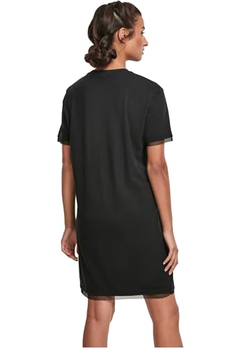 Urban Classics Kleid Ladies Boxy Lace Hem tee Dress Vestido, Black, L para Mujer