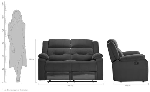 Image of Amazon Brand - Solimo Costa 2 Seater Fabric Manual Recliner (Grey)