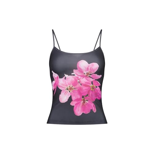 Y2K Floral Cami Tank Tops for Women Boho Flower Spaghetti Strap