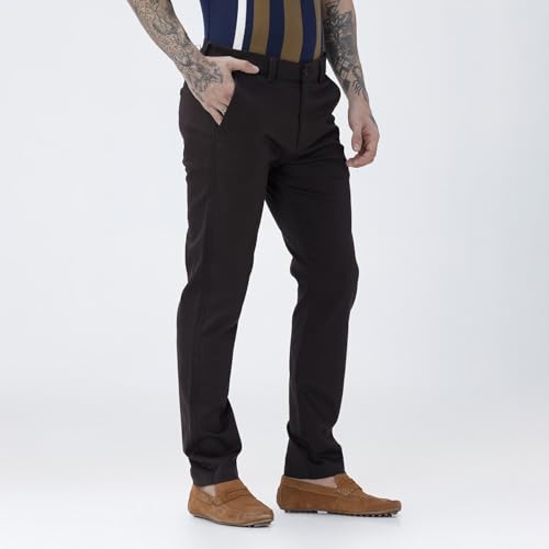 Image of BASICS Premium Cotton Stretch Formal Trousers for Men | Office Pants