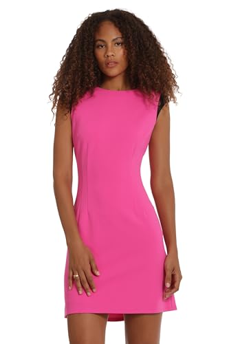 Donna Morgan Women's Sleek and Sophisticated Extended Shoulder Cap Sleeve Sheath Workwear Occasion Guest of2