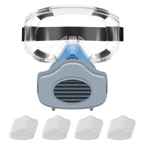 Safety Dust Face Cover,Reusable Respirator,(Includes Goggles),20 Pieces of Replaceable Filter Cotton,For Assembly and Machinery, Cleaning, Processing,Adjustable Headrest for Great Comfort Cover
