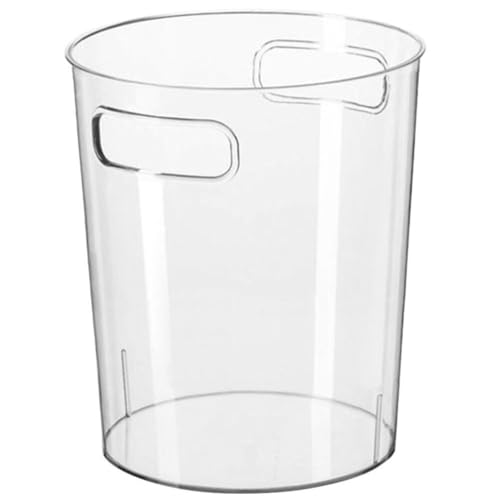 Image of Alipis Home Trash Bin Kitchen Container with Handle - Clear Acrylic Waste Basket for Bathroom, Bedroom, Office, and More