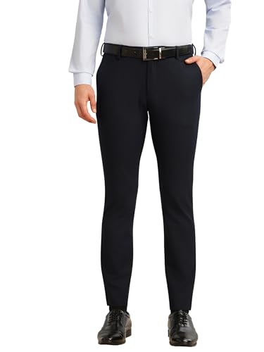 Image of Thomas Scott Men's Regular Fit Mid-Rise Solid Formal Performance Trouser | Flexi-Waist & 4-Way Stretch | 4 Pockets | Button Closure