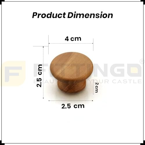Image of 8 Piece Solid Teak Wood Round Drawer Knob| Smooth Natural Finish Wooden Cabinet & Wardrobe Handle | Modern Minimal Cupboard & Kitchen Furniture Knob - 1.5 Inch-| 3 Years Warranty |