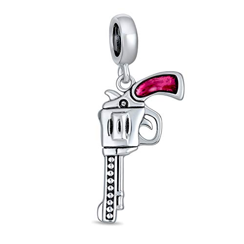 Bling Jewelry Pistolet Revolver Western Marksmen Pendentif Pour Femmes En Argent 925 Oxydé Pour Bracelet Européen