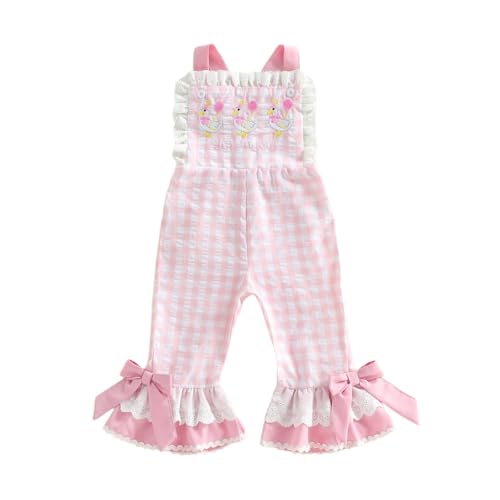 mlpeerw Baby Girl Birthday Outfit Toddler Silly Goose Jumpsuit Birthday Girl Bell Bottom Romper Overalls Cake Smash Outfits (Birthday girl Pink 2-3 Years)