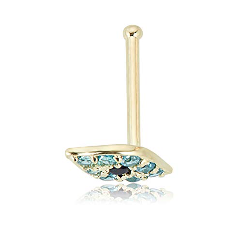 Image of AVORA 14K Yellow Gold Simulated Diamond CZ Evil Eye Nose Ring Body Jewelry (22 Gauge)