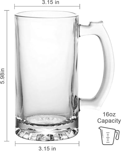 Beer Glasses for Freezer,Beer Glasses for Freezer, 500ml /16oz Beer Drinking Glasses, Traditional Stein for Bar, Alcohol, Beverages,4PCS - Image 3