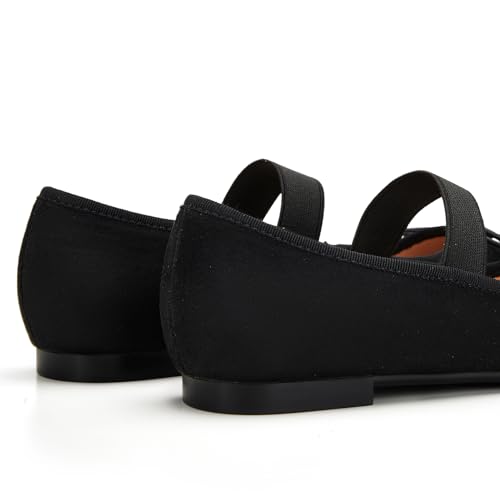 Image of Trary Flats for Women Closed Round Toe Ballet Flats Mary Jane Shoes Women with Elastic Strap Cute Bowknot Comfortable Dress Shoes for All-Year Daily Work Casual Wear
