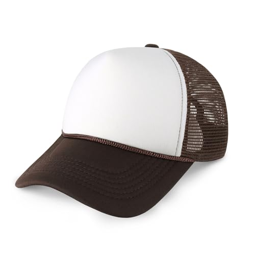 Image of CHOK.LIDS Classic Foam Trucker Hat Summer Mesh Rope Cap Solid Two Toned Blank Hat Mens Womens Adjustable Strap Light Weight