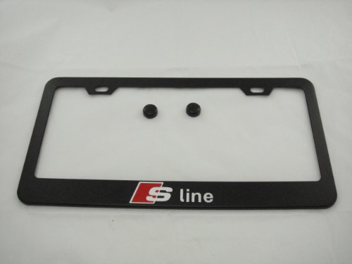 Fit Audi S Line Matt Black License Plate Frame with Caps - //coolthings.us