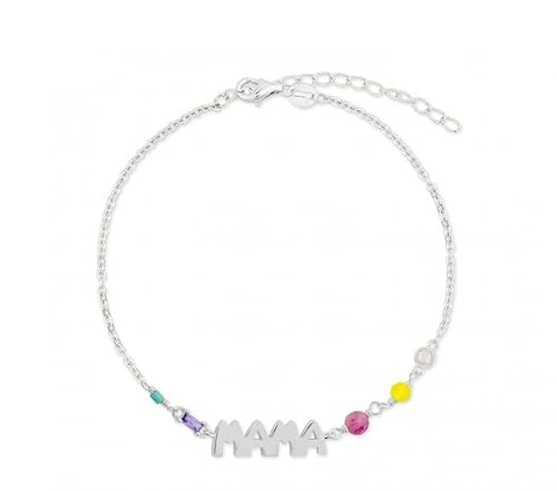 Turmalina - Pulsera mama de Plata de Ley 925, pulsera mama rodio con piedras de colores, largo de 16,5 más 2,5 cm de extensor de la marca de joyería Turmalina by Martina Cover