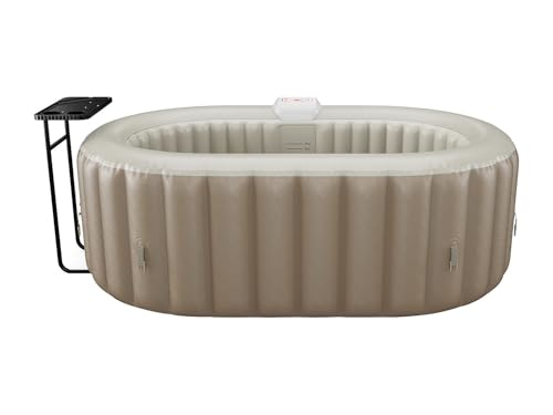 Vente-unique - Spa Gonflable Ovale 2 Places - L190 x P120 x H65 cm - 90 Buses d'air - Taupe et Beige - B-Lucky II