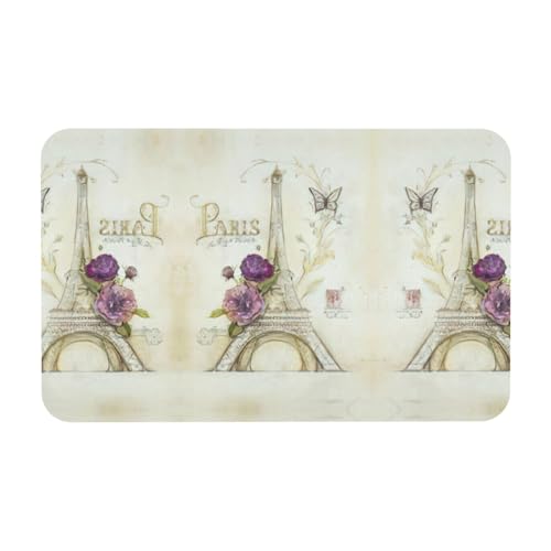 Fgwaauh Alfombrilla de ducha de tierra de diatomeas de la Torre Eiffel, antideslizante, superabsorbente, de secado rápido, alfombrilla de baño