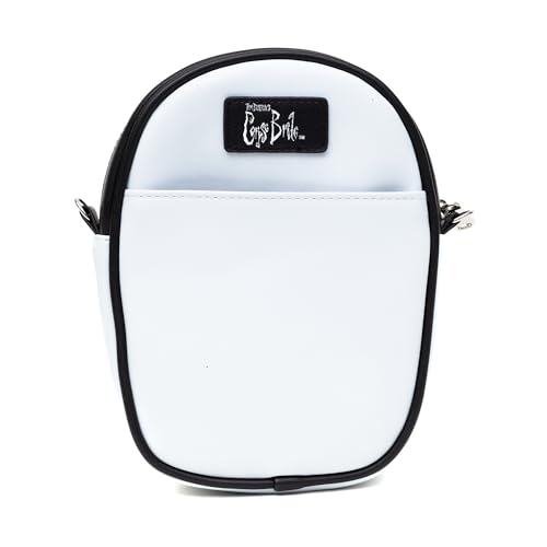 Buckle-Down Horror Movies Vegan Leather Crossbody Bag, Emily the Corpse Bride Face Applique Pale Blue3