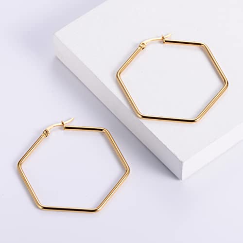 18K Gold Plated Minimalist 316L Titanium Steel Large Hoop Earrings Jewelry3
