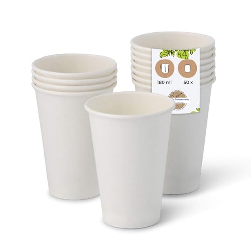 BIOZOYG Gobelet en carton 50 pièce 200 ml / 8 oz, Ø 80 mm - Gobelets jetables pour café - Gobelets en carton pour boissons chaudes - Alternative aux...