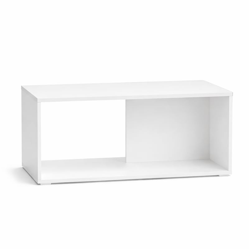 Image of Modern Coffee Table with Storage Shelf | Space Saving Center Table for Living Room | Engineered Wood Tea Table | Easy Assembly | Home & Office Use | DIY | Color-White | Size-90x50x45 Cm
