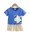 Fasha -Ropa de verano para bebes y niños pequeños,camiseta de manga corta y pantalón corto, gráficos de dibujos animados Vaca Muu, Talla 4-5 años, 4-5 Years