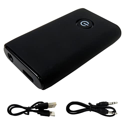 2 in 1 Wireless Bluetooth 5.0 Transmitter Receiver AUX IN/OUT For TV & Stereo 3.5MM Audio Output - Black