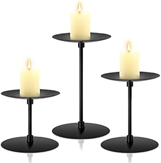 MOFELON 3Pcs Candle Holders,Black Candle Holders Candle Tray,Dining Candle Holders for Pillar Candles Centerpiece Decorations for Living Room Bedroom Bathroom,Weddin,Spa,Wedding Banque