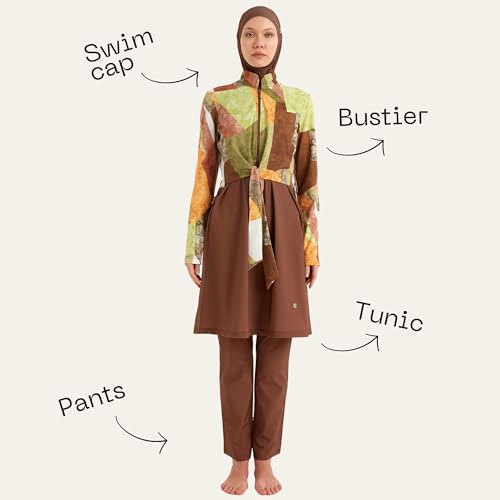 4-Piece Modest Swimsuit for Women | Includes Tunic, Leggings, Swim Cap, and Inner Top Water-Repellent & Quick-Drying Fabric3