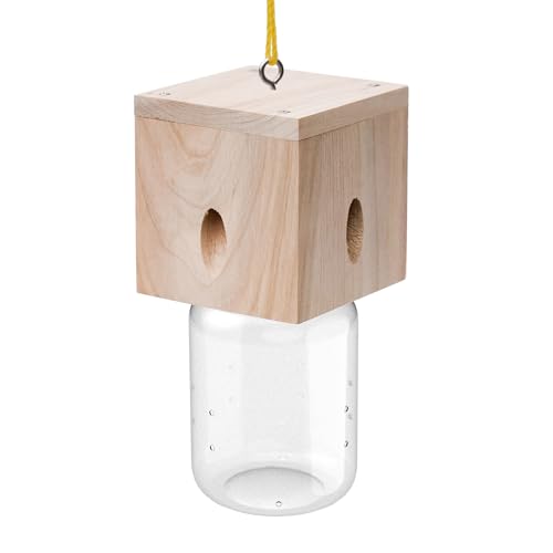 1 PCS Wood Carpenter Bee Trap for Outside - Best Bee Trap - Cube Style Nature Hanging Carpenter Bee...