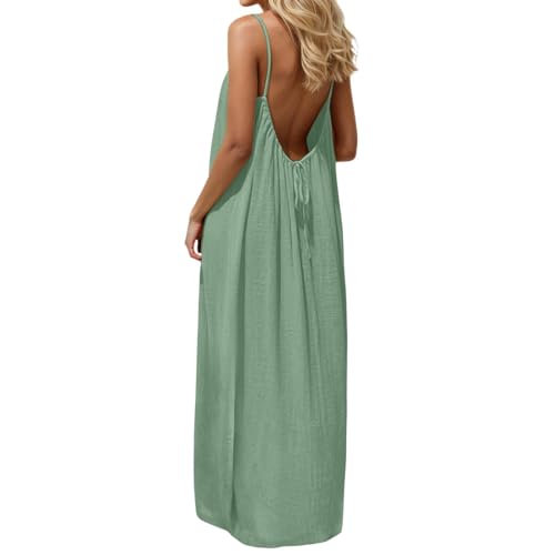 Générique Backless Lounge Dress - Casual Sleeveless Cami House Dress for Women Soft Loose Fit Summer Gown, for Beach Vacation