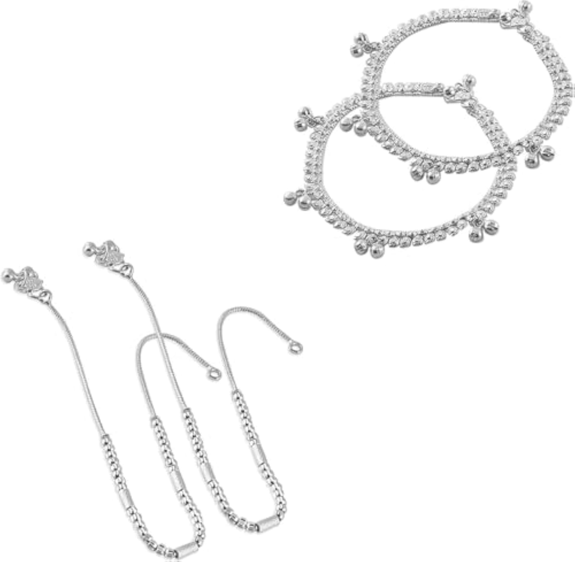 4pc Traditional Alloy Anklet Payal Set for Women, Combo