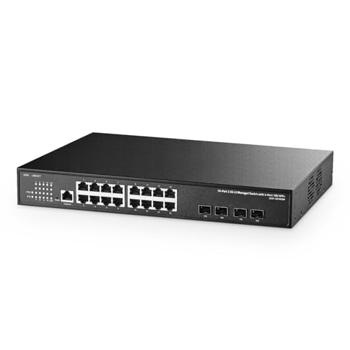 Image of Binardat 20 Port 2.5G Web Managed Switch, 16x2.5G Ethernet, 4x10 Gigabit SFP Ports, Web /CLI L3 Managed, Metal Multi-Gigabit Desktop /Rackmount Network Switch