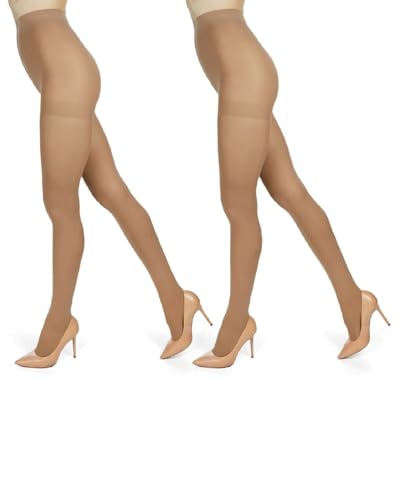 Image of MeMoi 2 Pack Perfectly Opaque Tights, Microfiber Control Top Tights, Comfortable and Lightweight - Sizes Extra Small to Q2