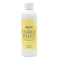 Nazca Colors White Fabric Paint 250ml – Acrylic Permanent Textile and Leather Paint ideal for painting Clothe, t-shirts, Jeans, Totebags, Sneakers, Canvas Shoes – Great Covering Capacity