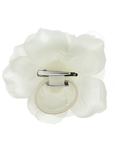 Image of Women's Multifunction Rose Flower Sheer Petal Brooch Pin Hair Tie Clip