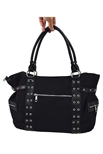 Bolso Tote Crossbody Negro Rock Punk Mujer 19" miniatura 3