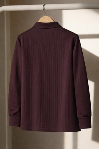 Image of Mack Jonney Men's Premium Ribbed Half-Zip Polo T-Shirt | Long Sleeve Soft Stretch Fabric | Stylish Casual & Smart Wear Top-M6814