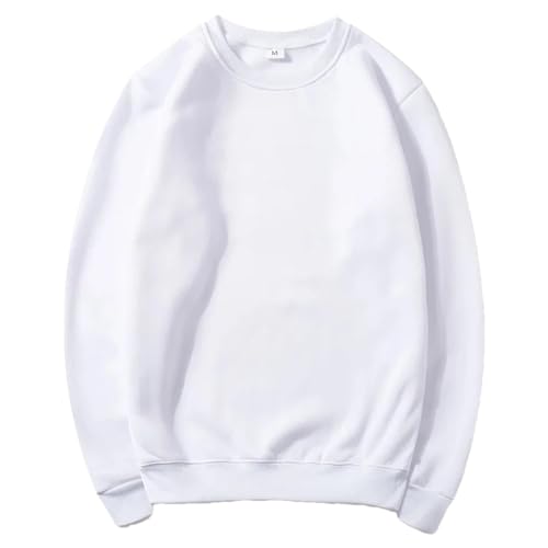 Men's Round Neck Pullover Sweater Spring Warm and Comfortable Casual Loose Large Size Sweater XL XL#White