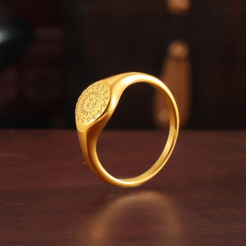 Gold Rings For Women, Stainless Steel Sunflower ring Boho Gold Plated Sun Floral Stackable Statement Engagement Wedding Non Tarnish Flower Queen Jewelry Promise Gift4