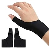 2 Pezzi Tutore Pollice e Polso per Mano Destra e Sinistra, Supporto Elastico per Rizoartrosi, Tendinite, Tunnel Carpale e Distorsioni, Fascia di Compressione Traspirante, Nero
