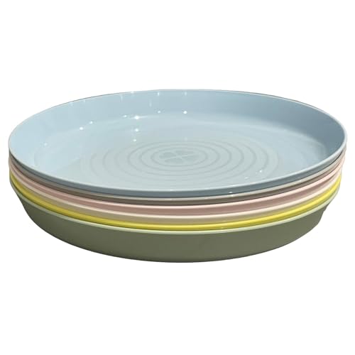 Kalas Reusable Plastic Plates/6 Pack Multi Coloured Party Plates for Kids/Adults/19x2 cm Stackable, Unbreakable