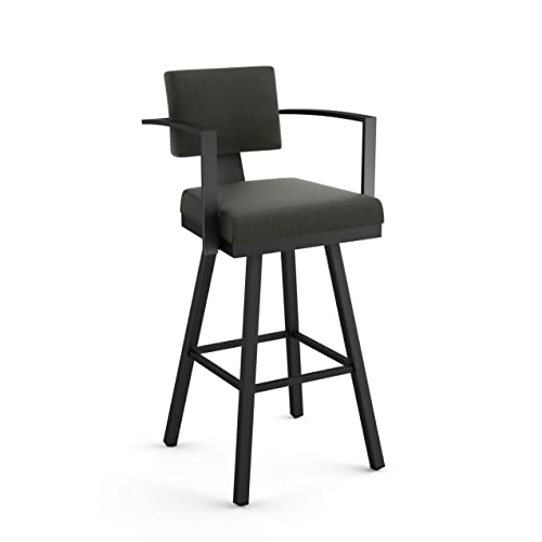 Image of Amisco Akers 26 in. Swivel Counter Stool - Charcoal Grey Polyester /Black Metal