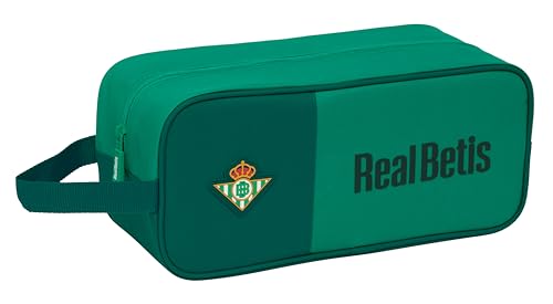 Real Betis BALOMPIÉ - Zapatillero Mediano, Multiusos, Portatodo, Deporte, Extraescolares, Fútbol, Cómodo y Versátil, 34x14x15 cm