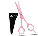 Hair Cutting Scissors Extremely Sharp Right-Hand Razor Edge - 5.5” Overall Length,Made of 420c Japanese Stainless Steel Salon Scissors Professional Barber Haircut Scissors (pink, 5.5'')