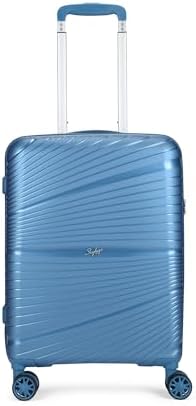 Skybags Polypropylene Skylite Cabin Trolley Bag, 55cm | Small Hard-Sided Luggage for Travel with Smooth 8-Spinner Wheel & TSA Lock | 5-Year International Warranty - Dark Blue